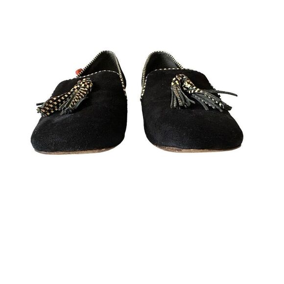 Bernardo Erica Black Suede Patent Leather Trim Loafer Flats Sz 7 1/2 M - Picture 2 of 5